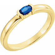 14K Yellow Natural Blue Sapphire Family Stackable Ring