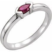 Sterling Silver Natural Pink Tourmaline Family Stackable Ring