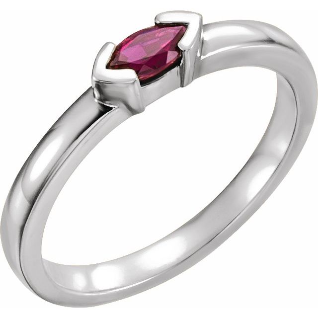 Sterling Silver Natural Pink Tourmaline Family Stackable Ring