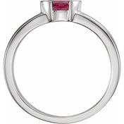 Sterling Silver Natural Pink Tourmaline Family Stackable Ring