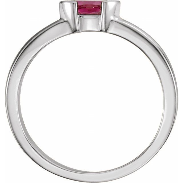 Sterling Silver Natural Pink Tourmaline Family Stackable Ring