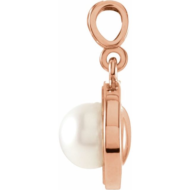 14K Rose Cultured White Freshwater Pearl Pendant