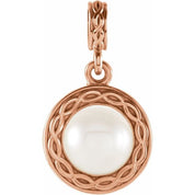 14K Rose Cultured White Freshwater Pearl Pendant