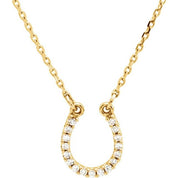 14K Yellow .07 CTW Natural Diamond Horseshoe 16" Necklace