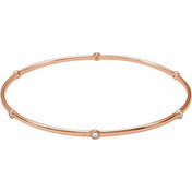 14K Rose 1/4 CTW Natural Diamond Bezel-Set Bangle 8" Bracelet