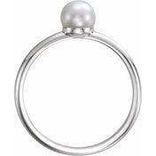 14K White 5.5-6 mm Cultured White Freshwater Pearl Ring