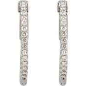 Platinum 1/2 CTW Natural Diamond Inside-Outside 19 mm Hinged Hoop Earrings