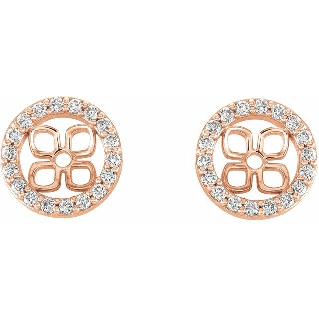 14K Rose 8 mm ID 3/8 CTW Natural Diamond Earring Jackets
