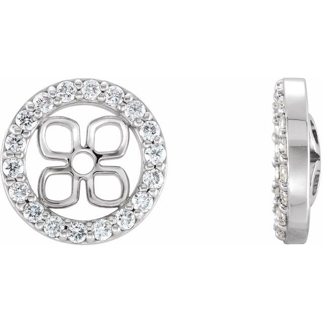 14K White 8 mm ID 3/8 CTW Natural Diamond Earring Jackets