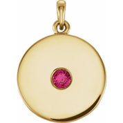 14K Yellow Natural Ruby Disc Pendant