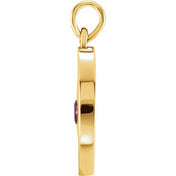 14K Yellow Natural Ruby Disc Pendant