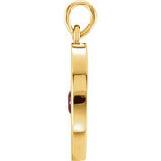 14K Yellow Natural Ruby Disc Pendant
