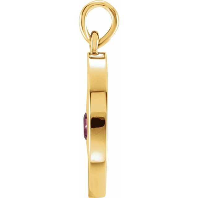 14K Yellow Natural Ruby Disc Pendant
