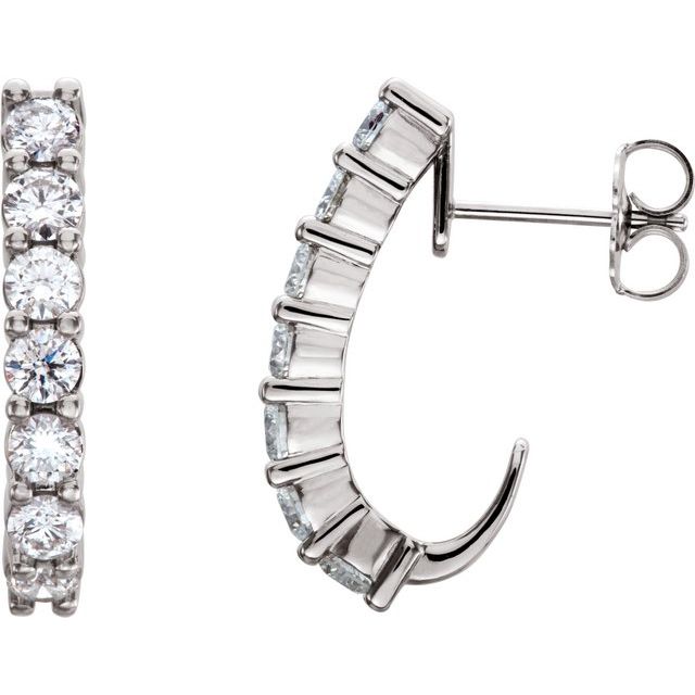 4 CTW Lab-Grown Diamond J-Hoop Earrings