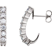 14K White 1 1/4 CTW Lab-Grown Diamond J-Hoop Earrings