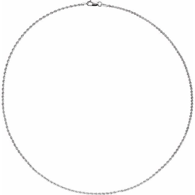 14K White 1.5 mm Rope 18" Chain