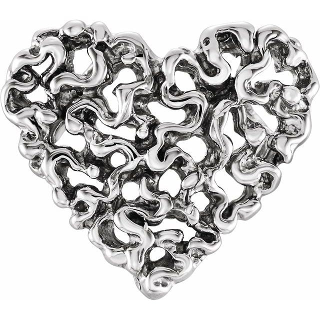 14K White Heart Pendant