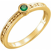 14K Yellow Lab-Grown Emerald Family Stackable Ring