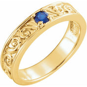 14K Yellow Natural Blue Sapphire Family Stackable Ring