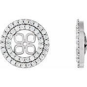 14K White 3/4 CTW Natural Diamond Earring Jackets for 8 mm Pearl Stud Earrings