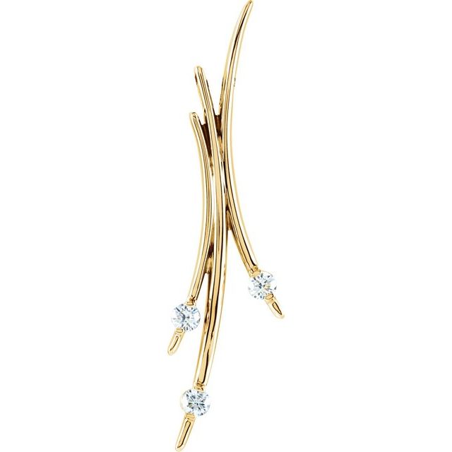 14K Yellow 3/8 CTW Natural Diamond Three-Stone Pendant
