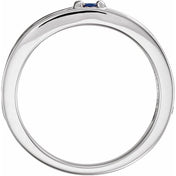 14K White Natural Blue Sapphire Family Stackable Ring