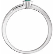 14K White Natural Emerald Family Stackable Ring