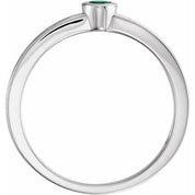 14K White Natural Emerald Family Stackable Ring