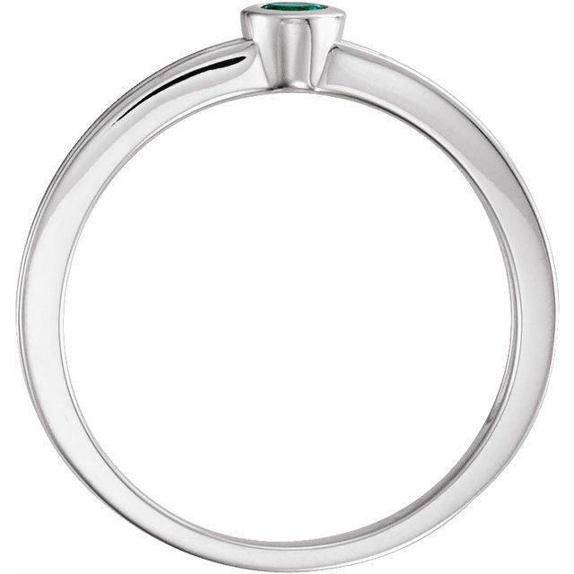 14K White Natural Emerald Family Stackable Ring