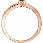 14K Rose Natural Emerald Family Stackable Ring