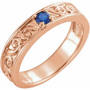 14K Rose Natural White Sapphire Family Stackable Ring