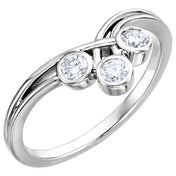 14K White 1/3 CTW Natural Diamond Three-Stone Ring