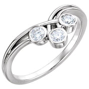 14K White 1/3 CTW Natural Diamond Three-Stone Ring