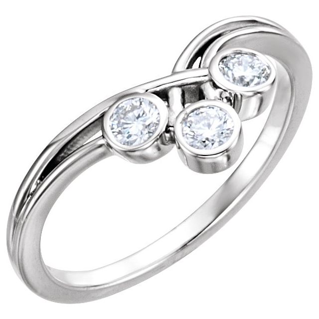14K White 1/3 CTW Natural Diamond Three-Stone Ring