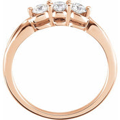 14K Rose 1/2 CTW Natural Diamond Three-Stone Ring