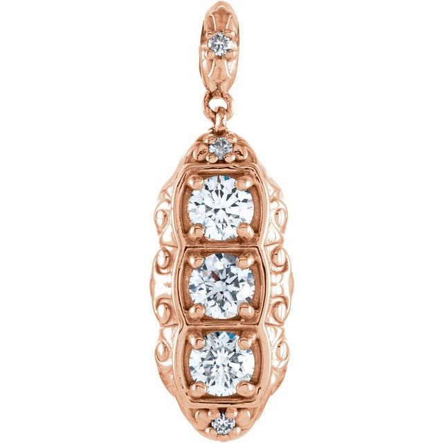 14K Rose 1/4 CTW Natural Diamond Pendant