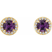 14K Yellow 5 mm Lab-Grown Alexandrite & 1/8 CTW Natural Diamond Earrings