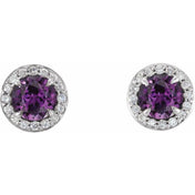 14K White 3.5 mm Lab-Grown Alexandrite & 1/8 CTW Natural Diamond Earrings
