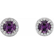 14K White 4 mm Lab-Grown Alexandrite & 1/10 CTW Natural Diamond Earrings