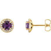 14K Yellow 5 mm Lab-Grown Alexandrite & 1/8 CTW Natural Diamond Earrings