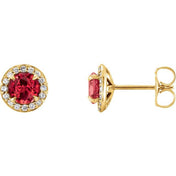 Lab-Grown Gemstone and Natural Diamond Halo Earrings Series 86458