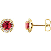 Lab-Grown Gemstone and Natural Diamond Halo Earrings Series 86458
