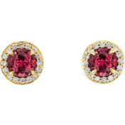 Lab-Grown Gemstone and Natural Diamond Halo Earrings Series 86458