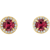 Lab-Grown Gemstone and Natural Diamond Halo Earrings Series 86458