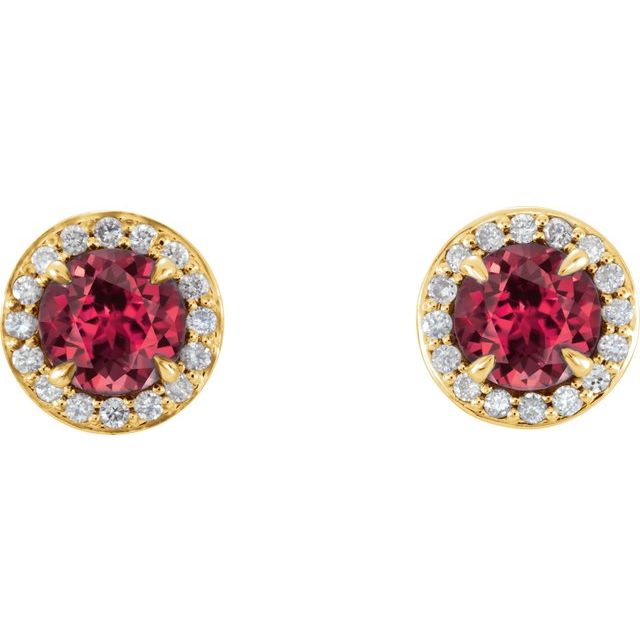 Lab-Grown Gemstone and Natural Diamond Halo Earrings Series 86458