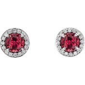 Lab-Grown Gemstone and Natural Diamond Halo Earrings Series 86458
