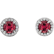 Lab-Grown Gemstone and Natural Diamond Halo Earrings Series 86458