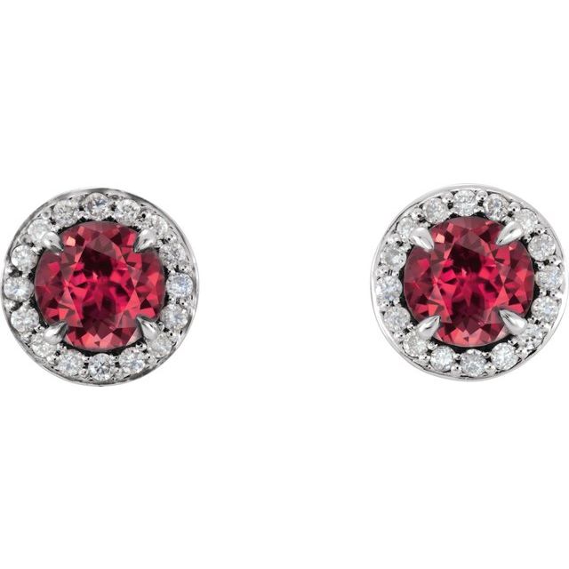 Lab-Grown Gemstone and Natural Diamond Halo Earrings Series 86458
