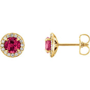 Lab-Grown Gemstone and Natural Diamond Halo Earrings Series 86458