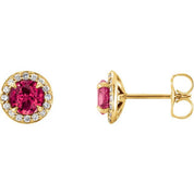 Lab-Grown Gemstone and Natural Diamond Halo Earrings Series 86458